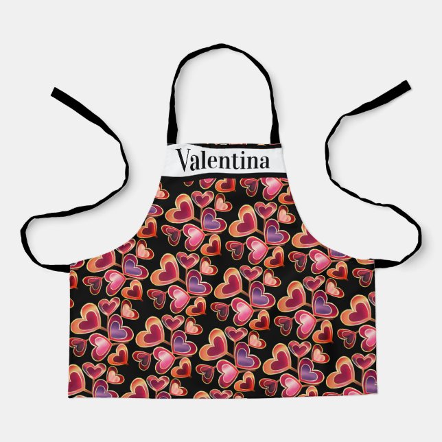 Pretty Foil Textured Stack Double Heart Lollipops  Apron (Front)