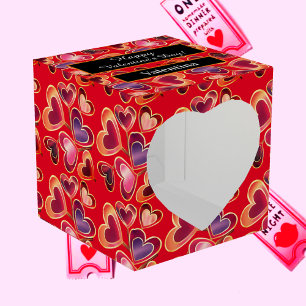 Pretty Foil Textured Stack Double Heart Lollipops Favor Box