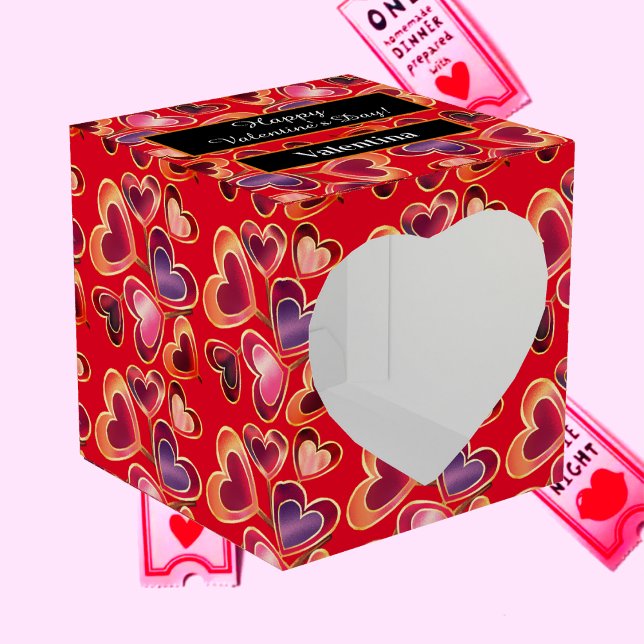 Pretty Foil Textured Stack Double Heart Lollipops  Favor Box (Creator Uploaded)