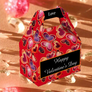 Pretty Foil Textured Stack Double Heart Lollipops Favor Box