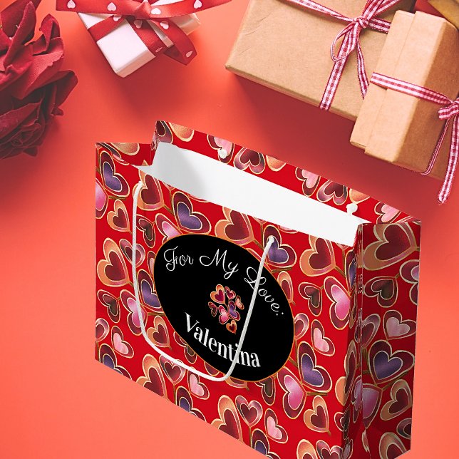Pretty Foil Textured Stack Double Heart Lollipops  Large Gift Bag (Creator Uploaded)
