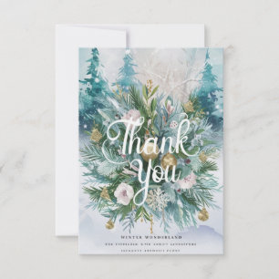Pretty Forest Grateful Happy Holidays  Thank You Card