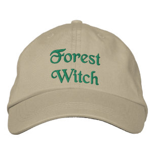 Pretty Forest Witch Quote Green Khaki Embroidered Hat