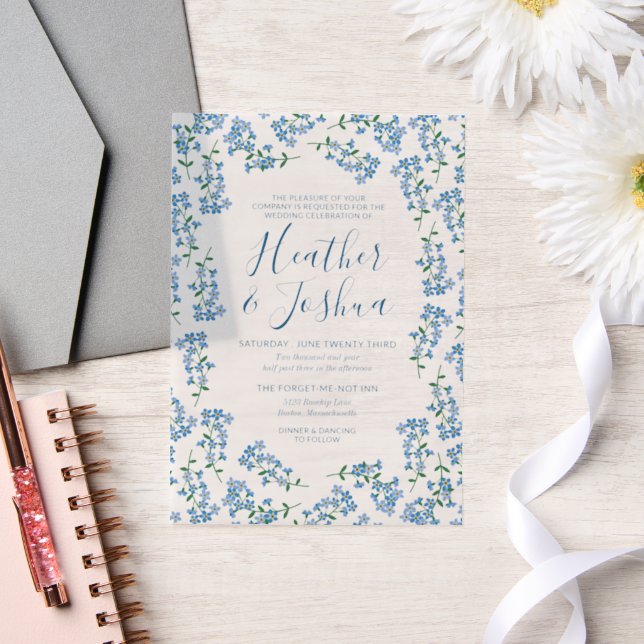 Pretty Forget Me Nots Floral Wedding Vellum Invitations (Wedding)