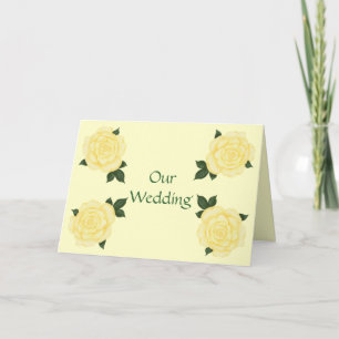 Pretty Four Pale Yellow Roses Wedding Invitations