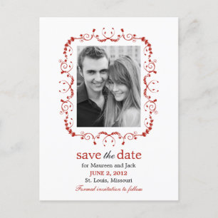 Pretty Frame Save The Date Postcard - Red
