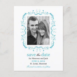 Pretty Frame Save The Date Postcard - Turquoise