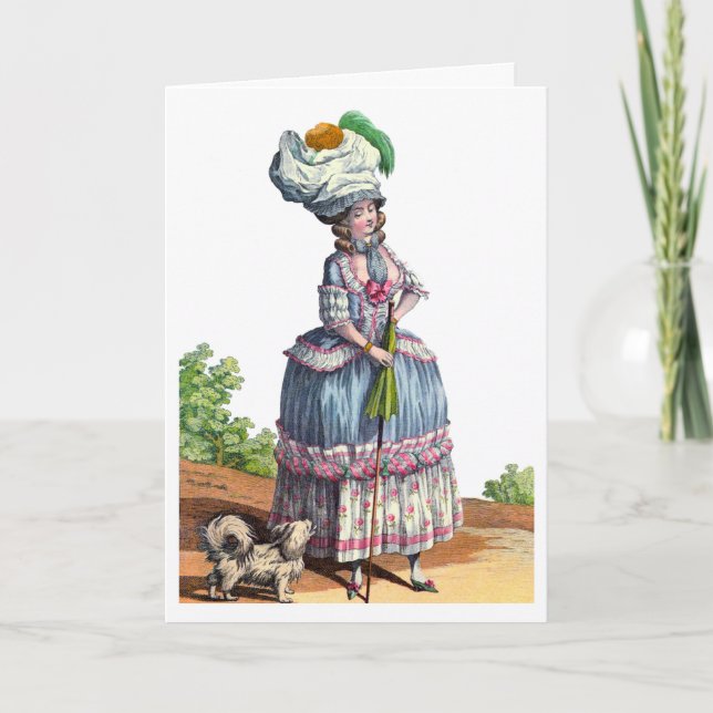 Pretty French Fashion Drawing Thank You Card (Front)
