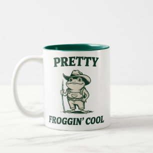 Pretty Froggin Cool Frog Toad Meme Lovers Vintage  Two-Tone Coffee Mug