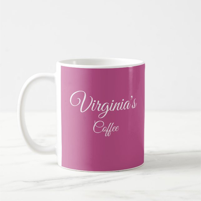 Pretty Fuchsia Personalized Coffee Mug (Left)