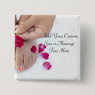 Pretty Fuchsia Pink Rose Pedicure Salon 2 Inch Square Button