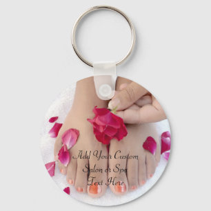 Pretty Fuchsia Pink Rose Pedicure Salon Keychain