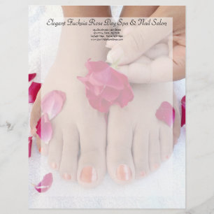 Pretty Fuchsia Pink Rose Pedicure Salon Letterhead