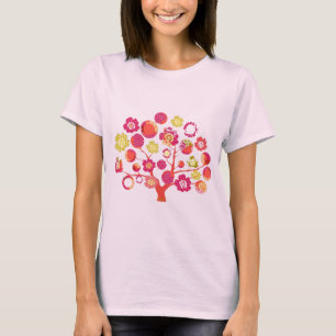Pretty funky pink Japanese blossom tree of life T-Shirt