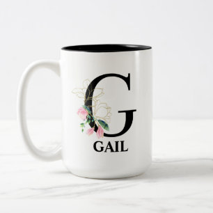 Pretty G Monogrammed Initial Two-Tone Coffee Mug