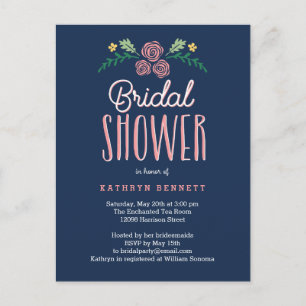 Pretty Garden Bridal Shower Invitation Postcard