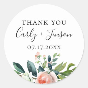 Pretty Garden Floral Wedding Favour Classic Round Sticker