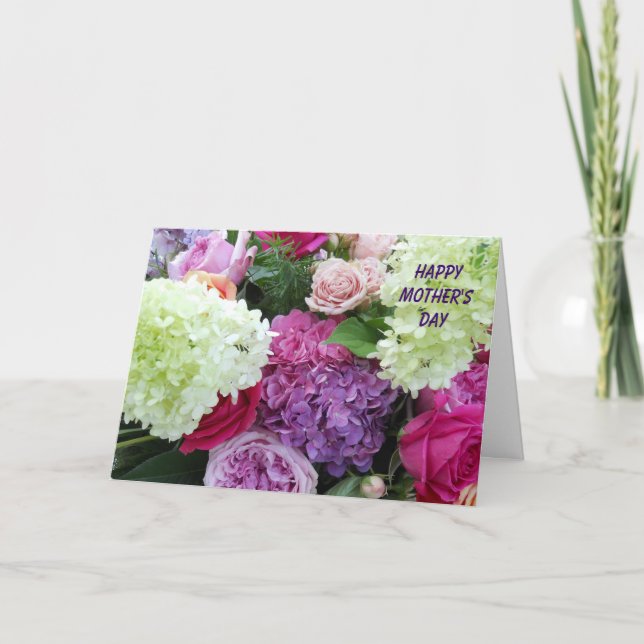 Pretty Garden Flower Bouquet Happy Mother's Day Card (Front)