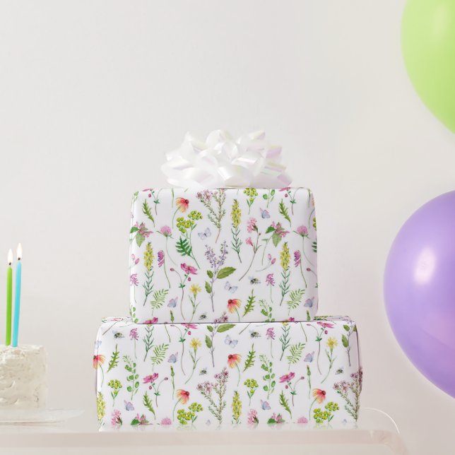 Pretty Garden Flowers  Floral Botanical Art Wrapping Paper (Party Gifts)