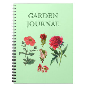 Pretty Garden Journal Diary Peony Roses Flowers