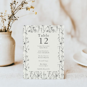 Pretty garden wild flowers table number place card