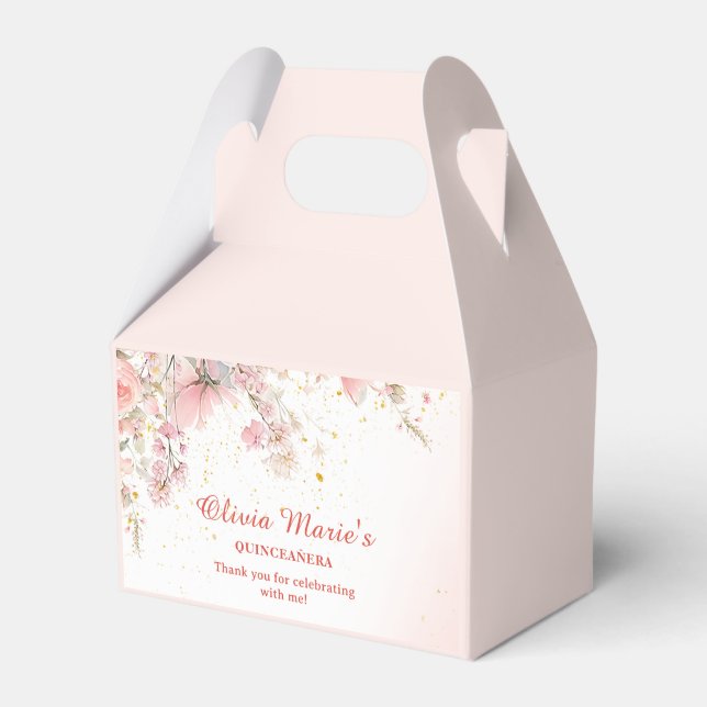 Pretty Garden Wildflowers Sweet 16 Favor Box (Front Side)