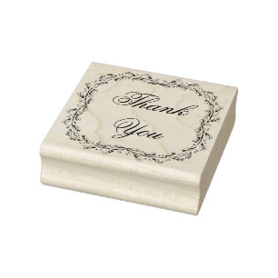Pretty Garden Wreath Thank You Rubber Stamp