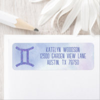 Pretty Gemini Sign Purple Birthday Return Address