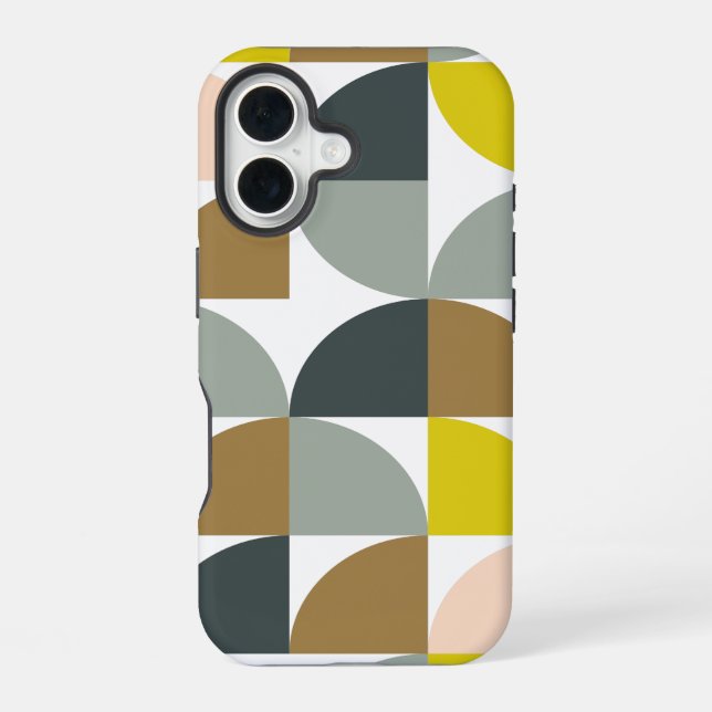 Pretty Geometric Shapes Pattern in Soft Colours iPhone 16 Case (Back)