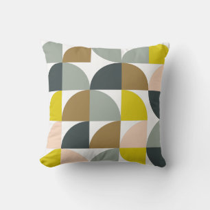 Pretty Geometric Shapes Pattern in Soft Colours Throw Pillow