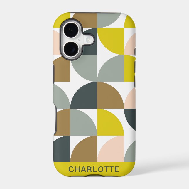 Pretty Geometric Shapes Pink Yellow Personalized (Back)