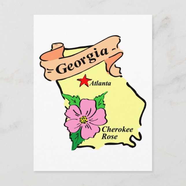 Pretty Georgia Map Tees and Gifts Postcard (Front)