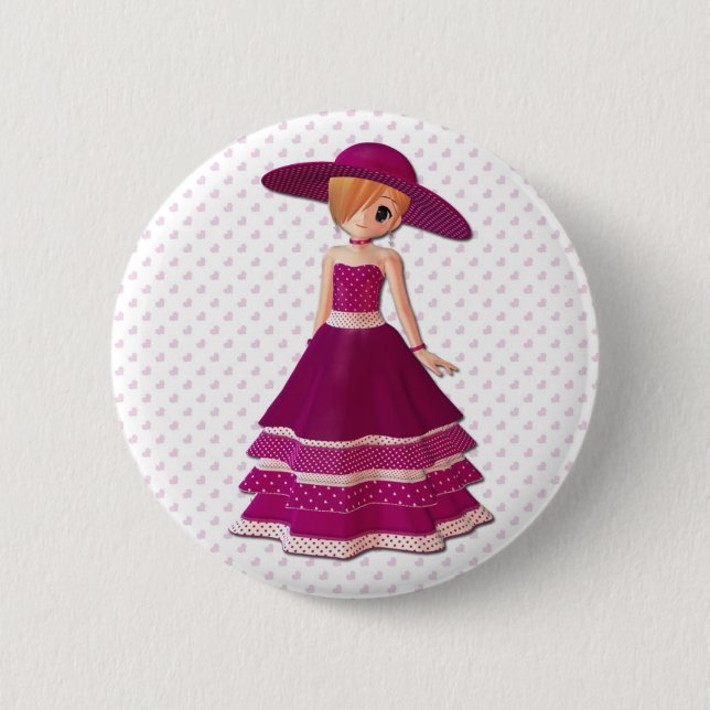 Pretty Girl 2 Inch Round Button (Front)