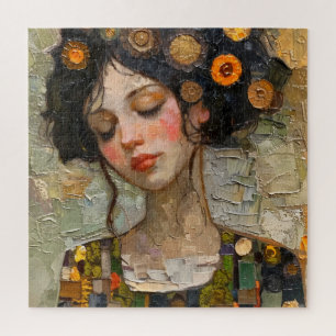 Pretty Girl Art Nouveau Jigsaw Puzzle