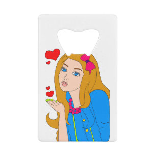Pretty girl credit card bottle opener