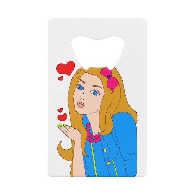 Pretty girl credit card bottle opener (Front)