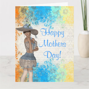 Pretty girl floral mothers day card