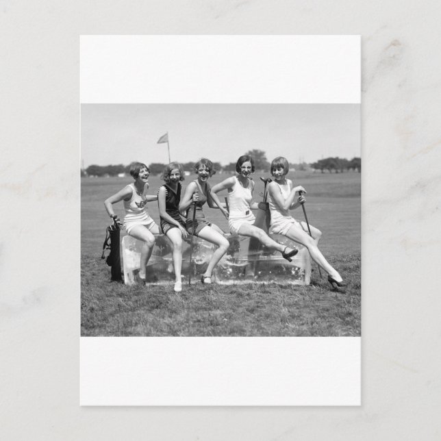 Pretty Girl Golfers, 1920s Postcard (Front)