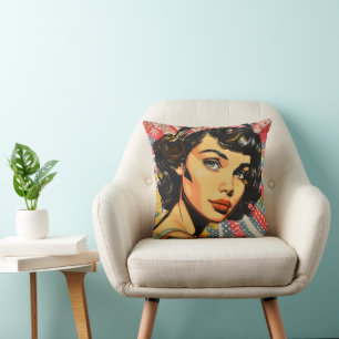 Pretty Girl Pop Art Throw Pillow
