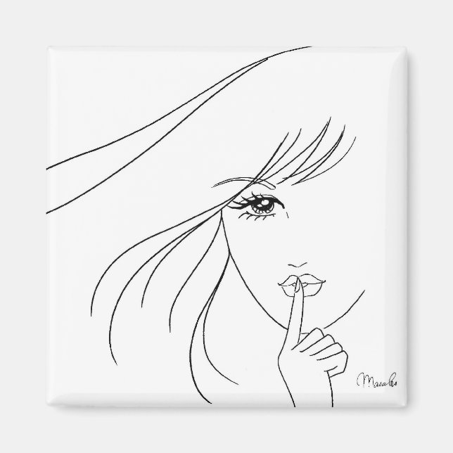 Pretty girl says shhh... magnet (Front)