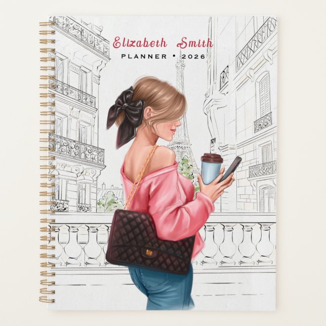 Pretty Girl with Coffee in Paris Planner (Front)