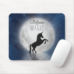 Pretty Girls "Believe in Magic" Unicorn Moonlight Mouse Pad