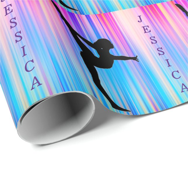 Pretty Girls Gymnastics Colourful Wrapping Paper (Roll Corner)
