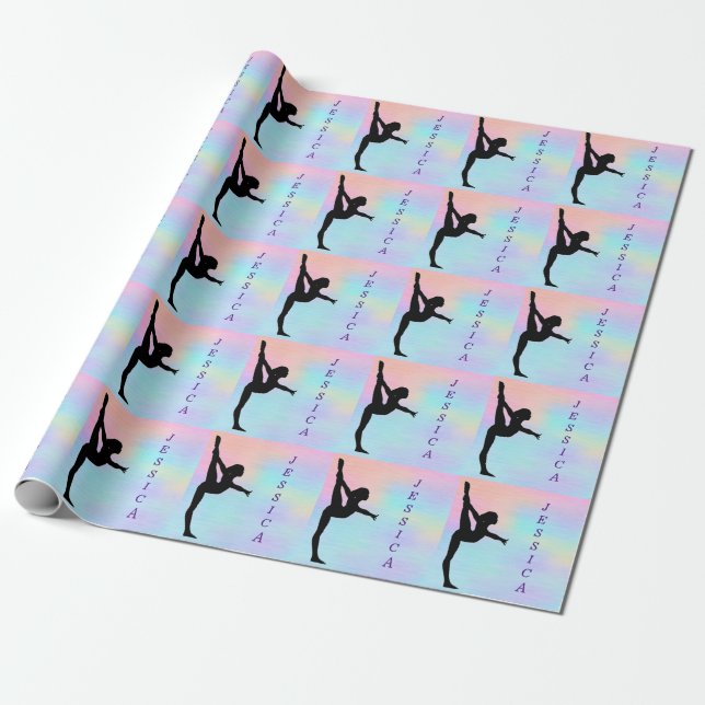 Pretty Girls Gymnastics Pastel Wrapping Paper (Unrolled)
