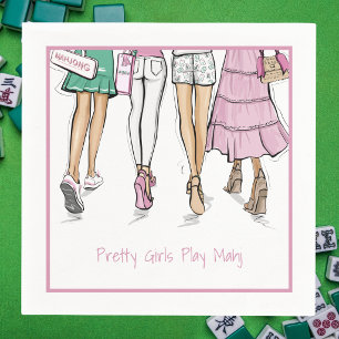 Pretty Girls Play Mahj Preppy Mahjong Napkin