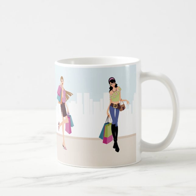 Pretty girls shopping in the city coffee mug (Right)