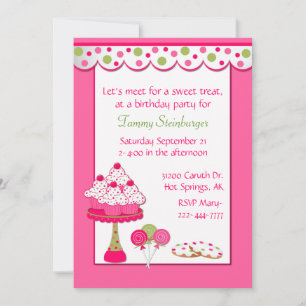 Pretty Girl's Sweets Birthday Party Invitation