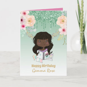 Pretty Girly Black Girl Birthday - Lots of Themes Card