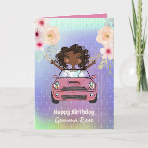 Pretty Girly Black Girl Birthday - Lots of Themes Card
