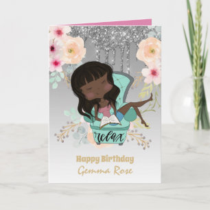 Pretty Girly Black Girl Birthday - Lots of Themes Card